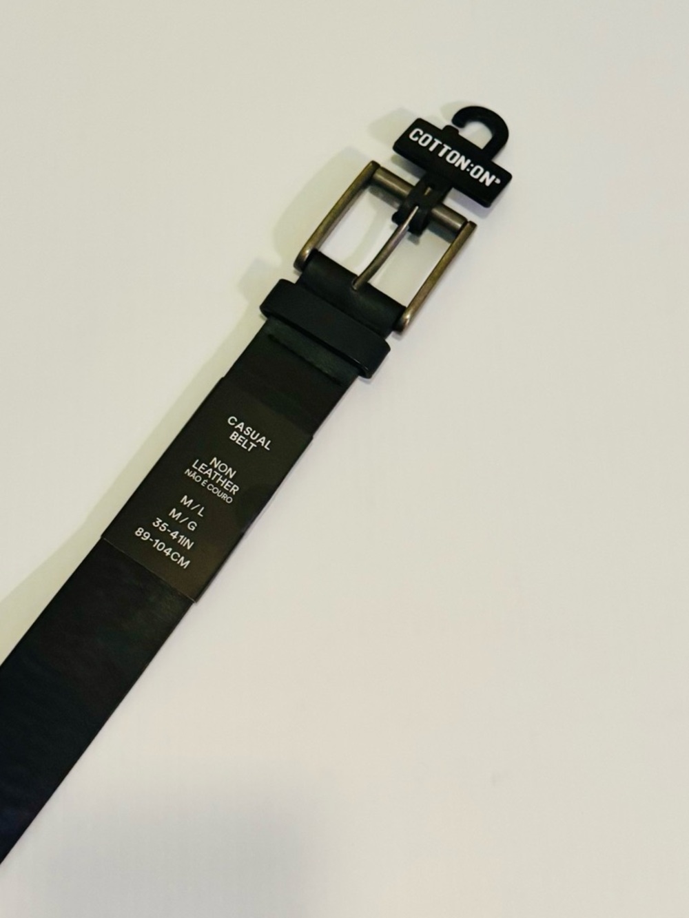 NWT Cotton On Men's Black Casual Belt with Metal Buckle size M/L 35-41 in